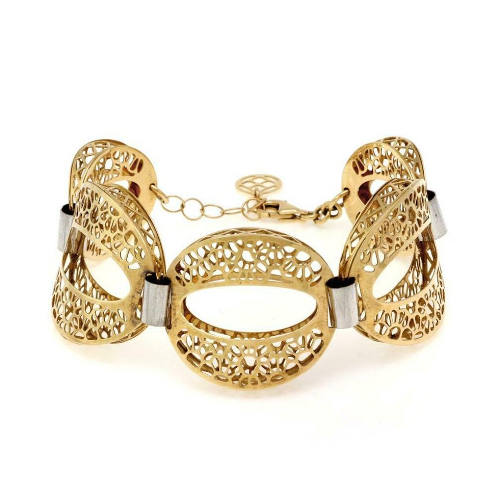 Vintage 14k Gold Large Filigree O Link Bracelet